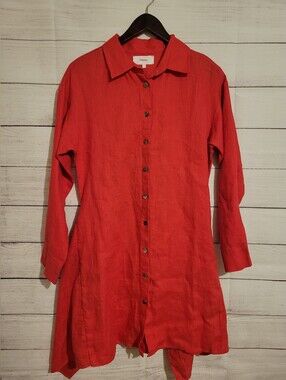Xirena Coastal Chic 100% Linen Button Up Dress Size Small Office Euro Summer